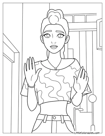 Rumi Waving Hello Coloring Page