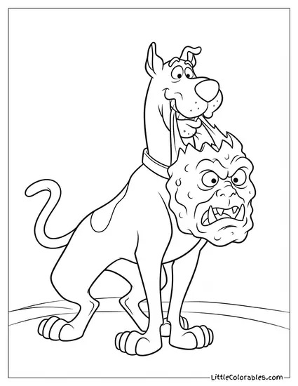 Scooby Doo Pulling Off a Monster Mask Fiercely With Teeth Coloring Page