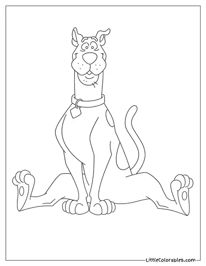Scooby Doo Sliding Clumsily on Slippery Ice With Legs Split Coloring Page