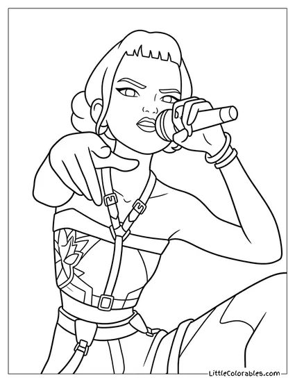 Singing Into Microphone Coloring Page
