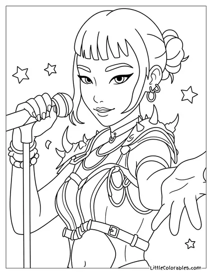 Singing on Stage With Stars Coloring Page