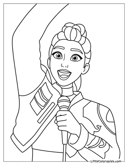 Singing With Microphone Coloring Page