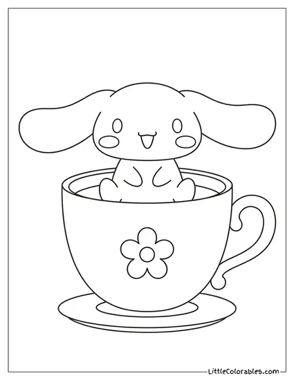 Sitting in a Tea Cup Coloring Page