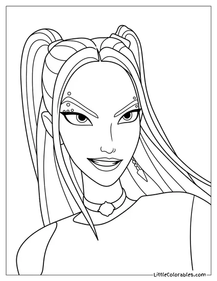 Smirking With Piercings and Choker Coloring Page