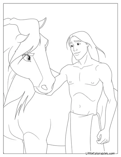 Spirit and Little Creek Looking at Each Other Coloring Page