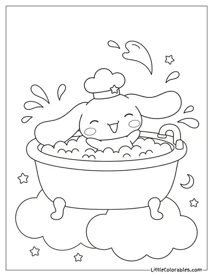 Taking a Bubble Bath Coloring Page
