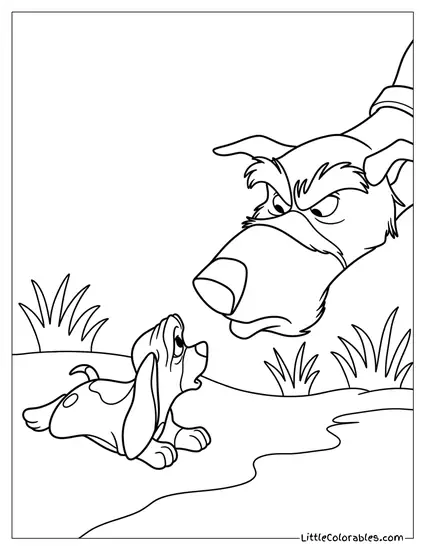 Tod and Chief Facing Off Coloring Page