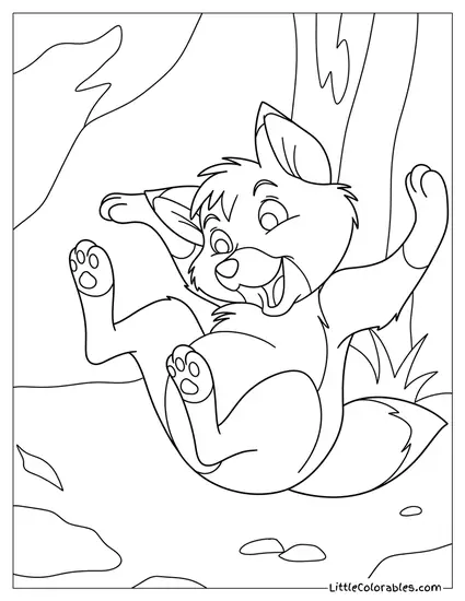 Tod Rolling Down Laughing Coloring Page