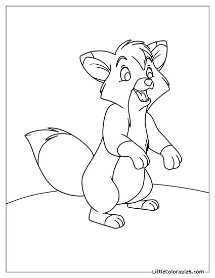 Tod Standing on a Hill Coloring Page