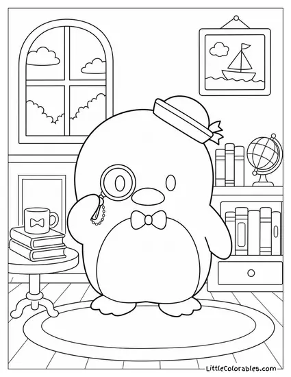 Tuxedo Sam Looking Through a Tiny Monocle Coloring Page