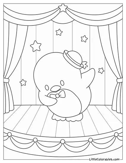 Tuxedo Sam Taking a Bow on an Empty Stage Coloring Page