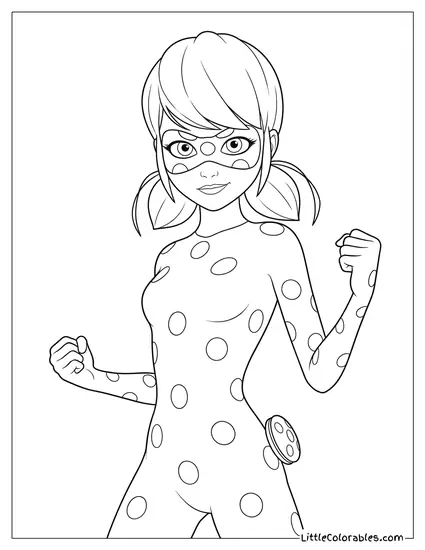 Waist Shot Miraculous Ladybug Holding Yo Yo Looking Determined Coloring Page