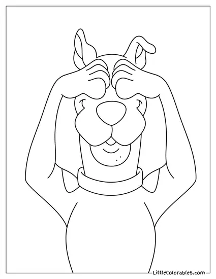 Waist Shot Scooby Doo Covering His Eyes With Long Ears Coloring Page