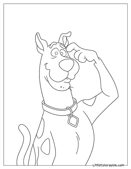 Waist Shot Scooby Doo Scratching His Head Feeling Completely Lost Coloring Page