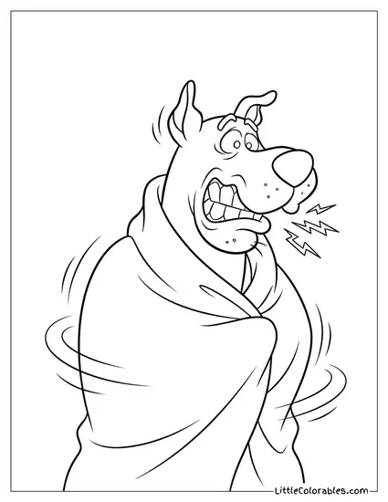 Waist Shot Scooby Doo Shivering Violently With Chattering Teeth Coloring Page