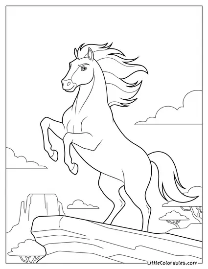 Waist Shot Spirit the Horse Rearing Up Defiantly Coloring Page