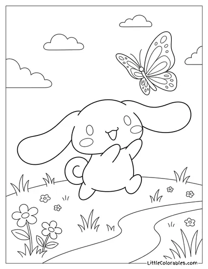 Waving at Butterfly Coloring Page