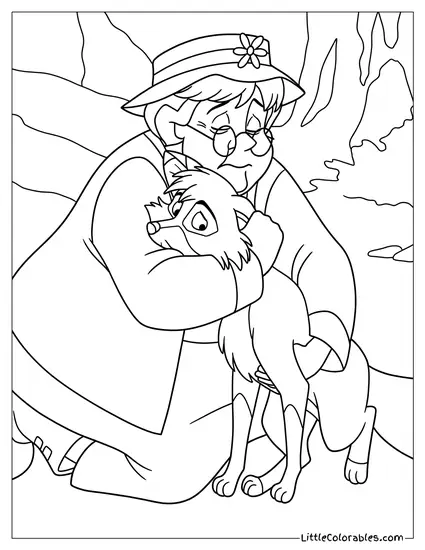 Widow Tweed Hugging Tod Coloring Page