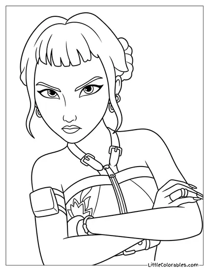 Zoey Arms Crossed Serious Face Coloring Page