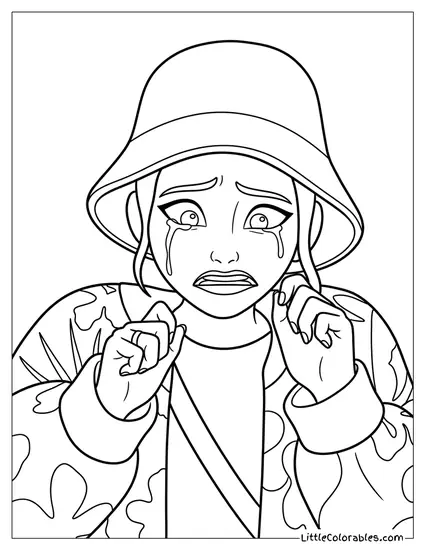 Zoey Crying and Frowning Coloring Page