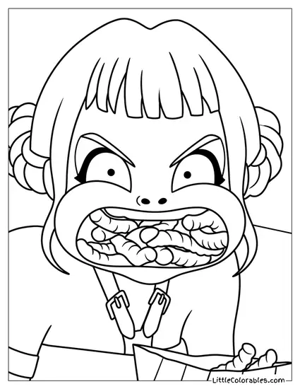 Zoey Eating Worm Food Coloring Page
