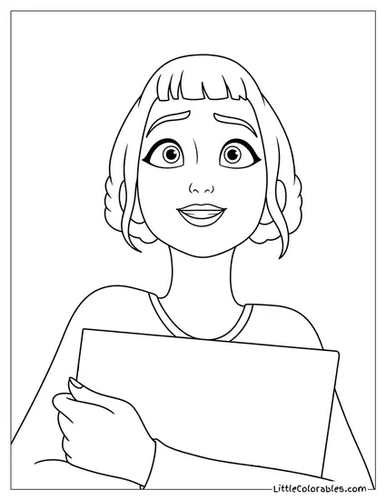 Zoey Holding Blank Sign Coloring Page