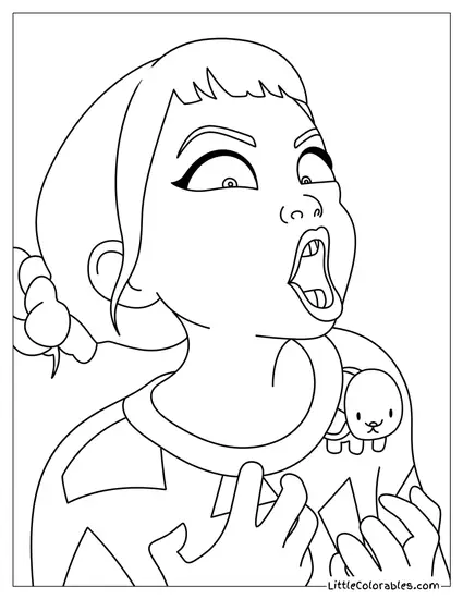Zoey Surprised With Turtle on Shoulder Coloring Page