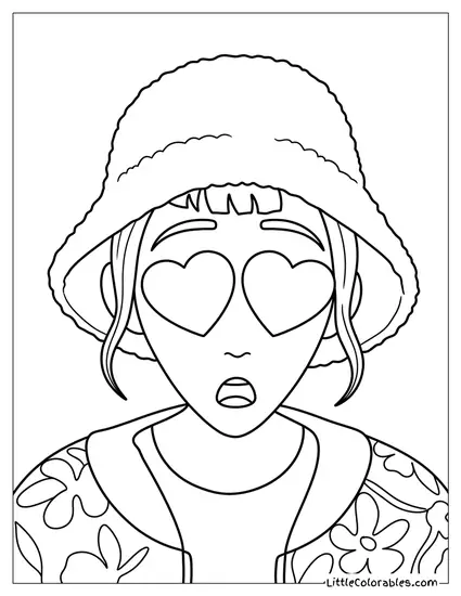 Zoey With Heart Eyes and Open Mouth Coloring Page