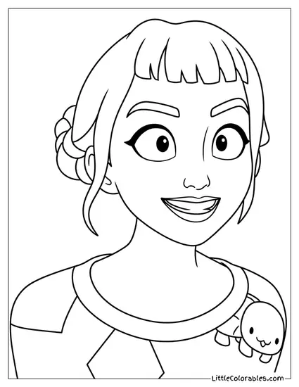 Zoey With Turtle Pin Coloring Page