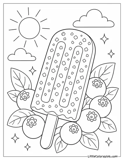 A Blueberry Popsicle With Sugar Crystals on the Surface Coloring Page
