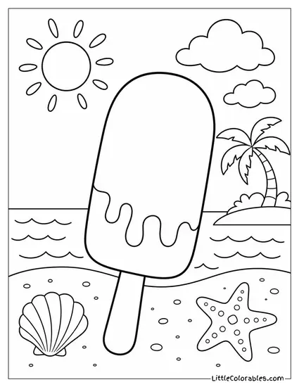 A Chocolate Dipped Ice Cream Bar on a Stick Coloring Page