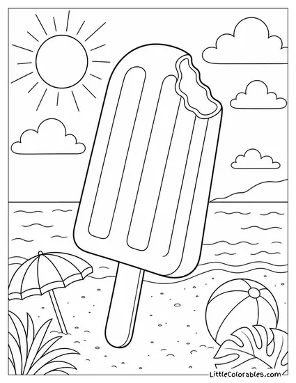 A Creamsicle With an Orange Shell and Vanilla Cream Center Coloring Page