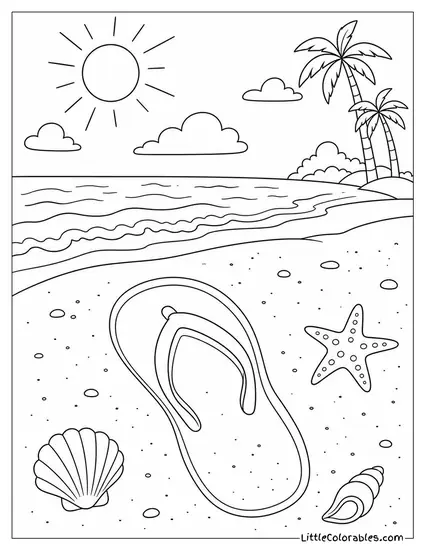 A Flip Flop Impression Left in Soft Beach Sand With No Owner in Sight Coloring Page