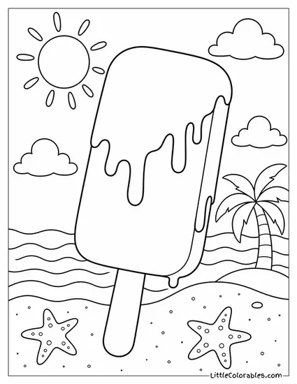 A Fudge Bar With a Thick Chocolate Coating and Drips Coloring Page