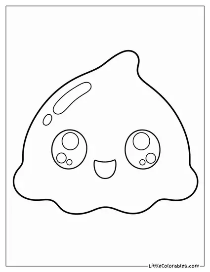 A Kawaii Blob of Slime With Big Sparkly Eyes Coloring Page