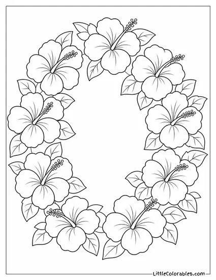A Lei Made of Hibiscus Flowers Laid Flat Coloring Page