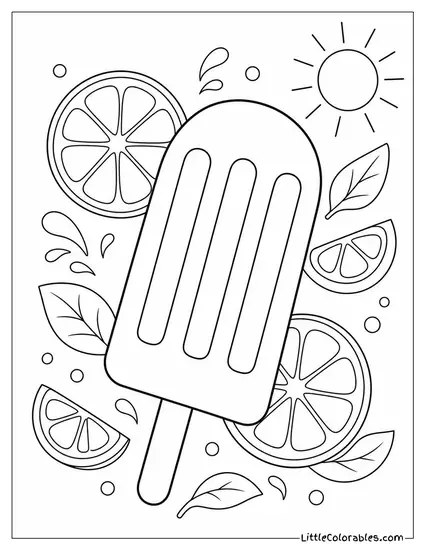 A Lemon Lime Popsicle With a Gradient From Yellow to Green Coloring Page