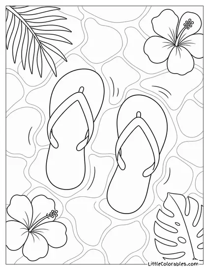 A Pair of Flip Flops Floating in a Swimming Pool Coloring Page