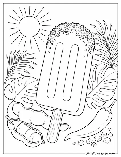 A Paleta de Tamarindo With a Chili and Salt Rim Coloring Page