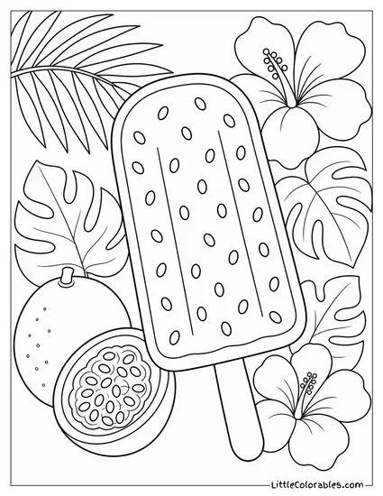 A Passion Fruit Popsicle With Seeds Suspended in Orange Jelly Coloring Page