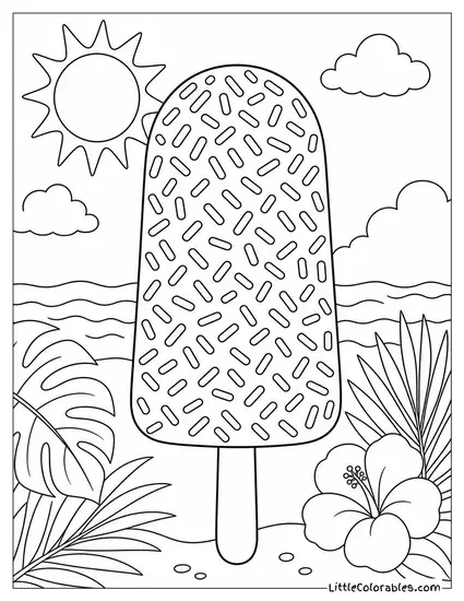 A Popsicle With Sprinkles Covering the Entire Surface Coloring Page