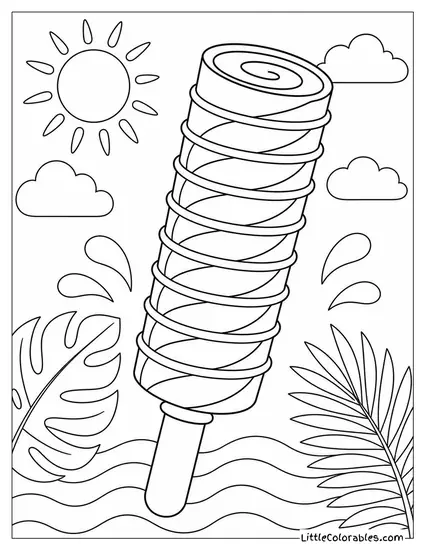 A Push Pop Tube Popsicle With a Spiral Swirl Inside Coloring Page
