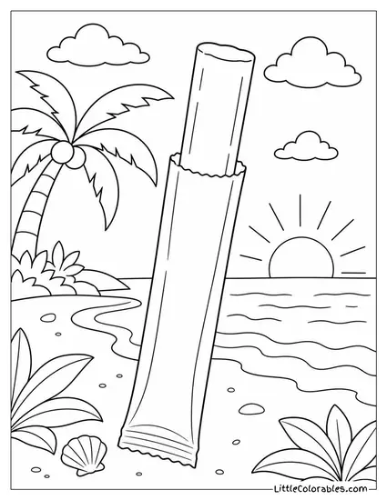 A Skinny Italian Ice Popsicle in a Paper Sleeve Coloring Page