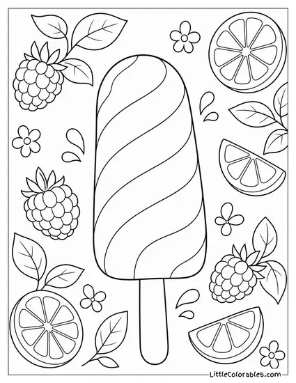 A Swirled Two Tone Popsicle in Raspberry and Lemon Coloring Page