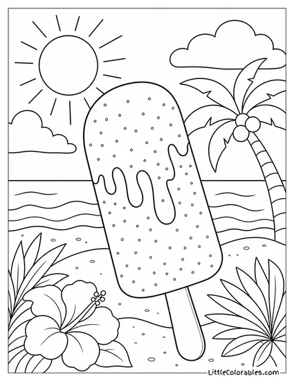 A Tres Leches Popsicle Coated in Cinnamon and Cream Coloring Page