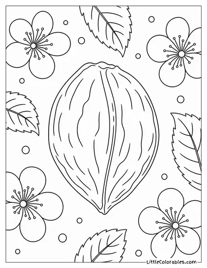 Detailed Close Up of a Single Cherry Seed Coloring Page