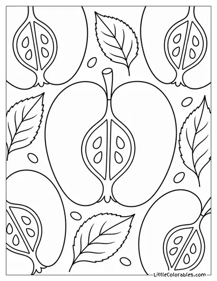 Detailed Close Up of an Apple Seed Pattern Coloring Page