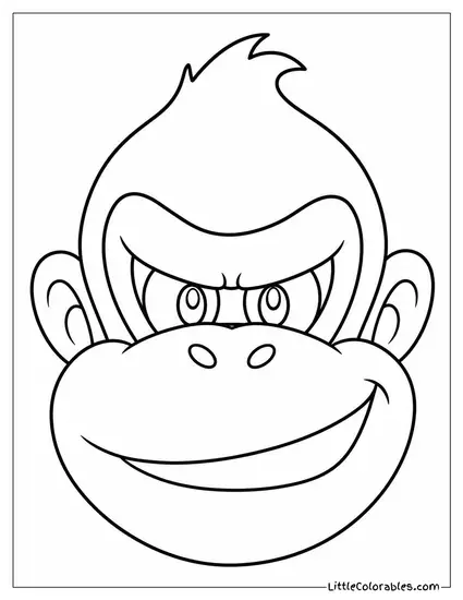 Donkey Kong Face Close Up With a Determined Grin Coloring Page