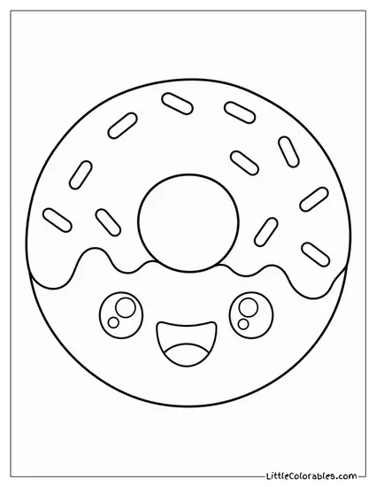 Donut With Sprinkles and a Wide Happy Smile Coloring Page