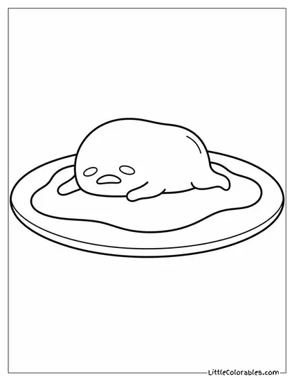 Gudetama Lying Flat on a Plate Doing Absolutely Nothing Coloring Page